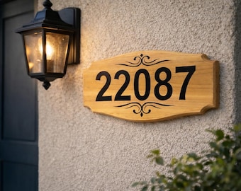 Custom Cedar Address Sign – House Number Plaque, Outdoor Wooden Address Sign, Modern House Numbers, Personalized Home Sign, Cedar Wood Sign