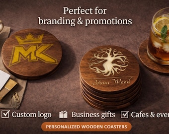 Engraved Wooden Coasters | Custom Logo, Business Branding