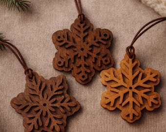 Snowflake Ornaments | Wooden Rustic Winter Decor|Set of 3 or 6