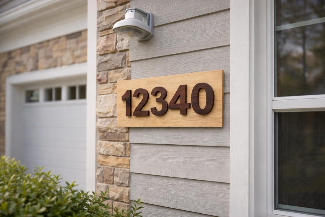 Address Board Modern Wood House Number Sign, Custom Address Plaque, White Oak Walnut ...
