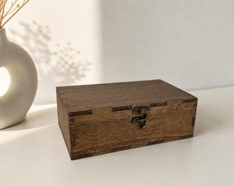 Personalized Wooden Keepsake Box, Engraved Memory Box, Custom Wooden Gift Box, Dark Walnut Jewelry Box, Gift for Him Her