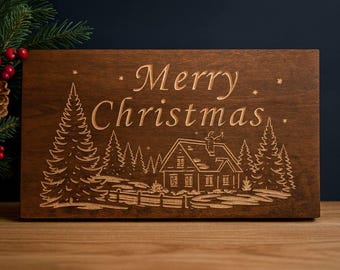 Carved Aspen Wood 'Merry Christmas' Sign – Rustic Holiday Cabin Decor