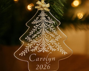 Personalized Acrylic Christmas Ornament – Custom Engraved Holiday Keepsake
