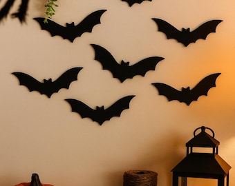 Halloween Bat Decor: 7-inch Wall Bats, Set of 8