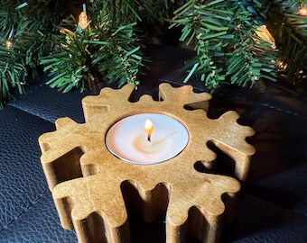 Wood Snowflake Candle Holder – Christmas Tealight Decor