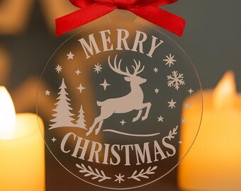 Merry Christmas Acrylic Ornament – Personalized Holiday Decoration
