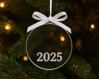 Personalized Acrylic Ornament – Engraved Year, Family Keepsake, Custom idea