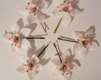 Orange Blossom Hair Pin * Handmade flower pin * Wedding, Flower Girl * Made to Order