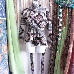 Sale * Andean Wrap Sweater Cardigan * Cozy South American Style with Pom-Pom Tie