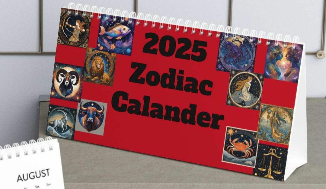 Zodiac Desk Calendar 2025 Grid, Astrology Planner for Desk, Horoscope