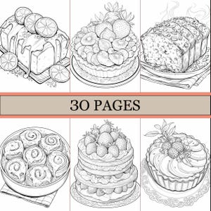 Desserts Coloring Book, Cute Coloring Pages, Cozy Magic Book For Adults and Kids, Digital Download, PDF File image 2