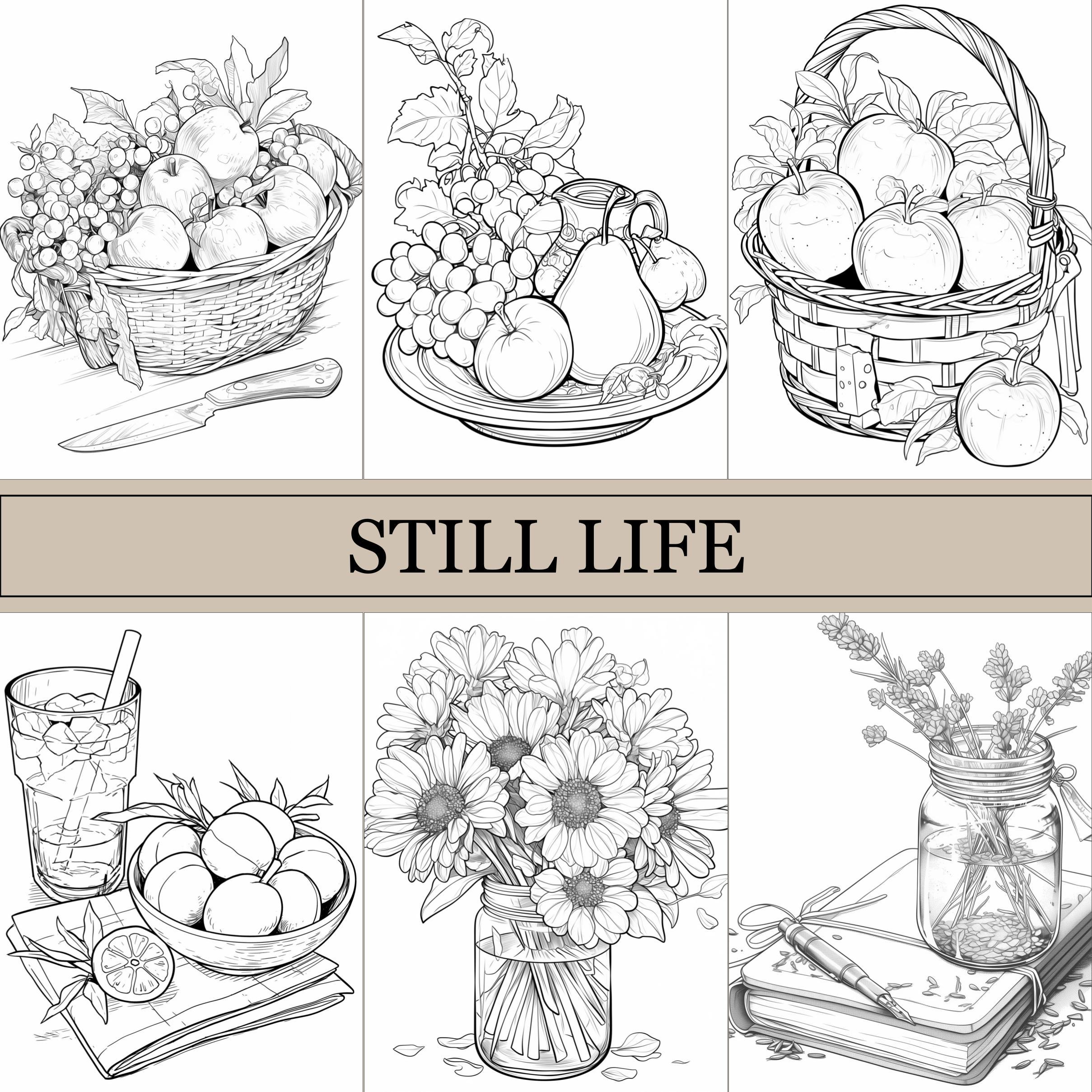 Still Color Book Still Life Coloring Book, Cute Coloring Pages, Cozy Book for Adults and ...