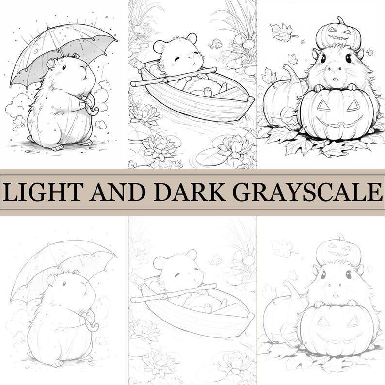 Capybara Coloring Book, Cute Coloring Pages, Cozy Book for Adults and ...