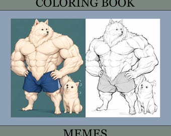 Memes Coloring Book, Cute Coloring Pages, Cozy Book For Adults and Kids, Digital Download, PDF File