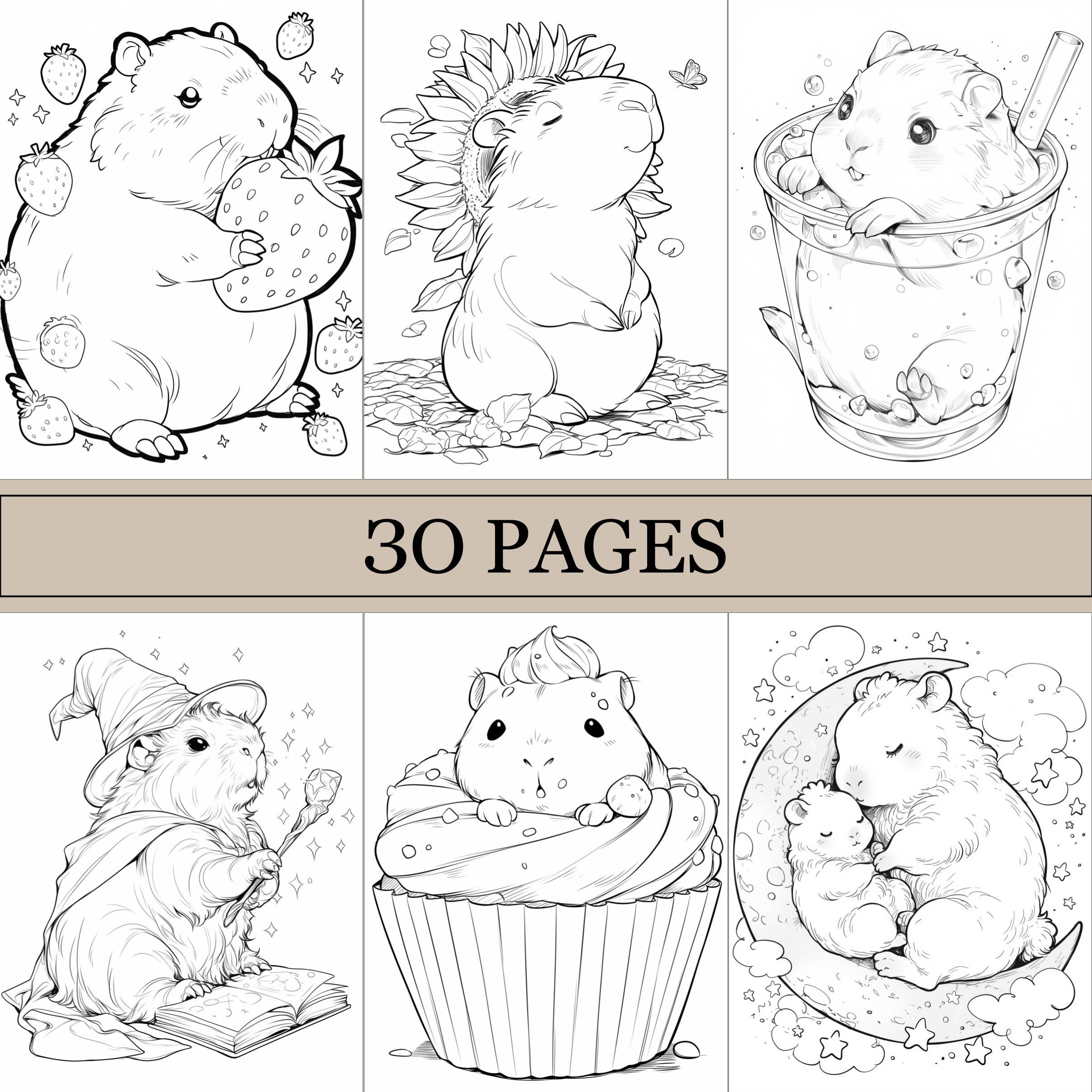 Capybara Coloring Book, Cute Coloring Pages, Cozy Book for Adults and ...