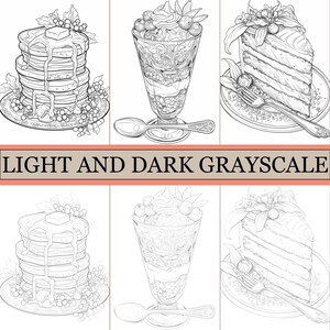 Desserts Coloring Book, Cute Coloring Pages, Cozy Magic Book For Adults and Kids, Digital Download, PDF File image 4