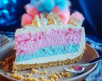 Cotton Candy Cheesecake Recipe, Easy No Bake Dessert, Digital Download, Printable Recipe Card, Pink Gourmet Cake, Sweet Party Treat Tutorial