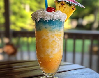 Island Whirl Cocktail Recipe, Tropical Pineapple Coconut Drink (Digital PDF Download)