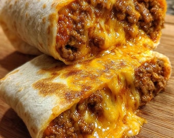 Famous Fast Food Chili Cheese Burrito Recipe, Homemade Chilito Wrap, Easy Tex-Mex Beef and Cheese, Digital PDF Download, Printable Recipe