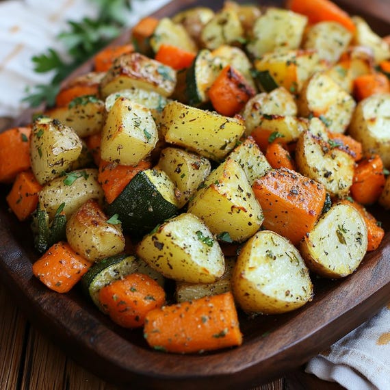 Herb Roasted Baked Potato With Veggies Garlic Herb Roasted