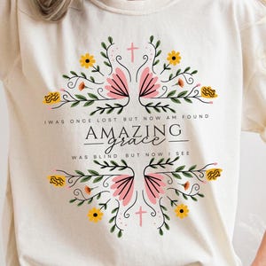 Amazing Grace PNG Christian PNG Sublimation Design Jésus PNG foi chemise Clipart Christian Pâques hymne Art floral fleurs sauvages minimaliste