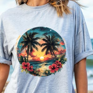 Summer Png, Beach Png, Palm Trees Png, Hibiscus Flowers Png, Beach Sunset Png, Sublimation Design, T-Shirt Design, Sweatshirt Png