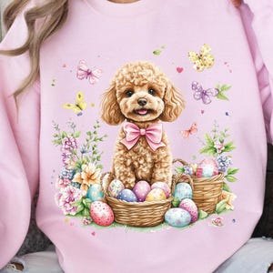 Oster-Spielzeug-Pudel PNG, Frühlings-Spielzeug-Pudel PNG, Pastell-Spielzeug-Pudel-Sublimationsdesign, Spielzeug-Pudel im Oster-Pullover, Oster-Spielzeug-Pudel