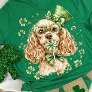 Cane Cocker Spaniel di San Patrizio PNG, Design di sublimazione di cane fortunato, Clipart di arte di San Patrizio, Clipart di arte digitale di festa di marzo PNG