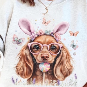 Ostern Dackel Kokette Bogen, Frühling PNG, Ostern PNG, Hundemama, Frühlingsblumendruck, Hundemama Ostern Kokette, Hundeliebhaber PNG, Hasenohren Hund