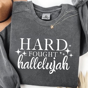 Christian PNG, Christian SVG, Retro Sublimation Design Download, Trendy Shirt Design, Hard Fought Hallelujah png, Bible Verse Svg Png