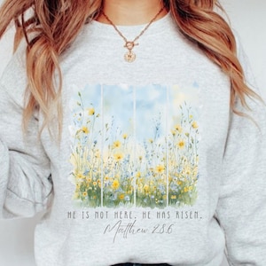 Lui è risorto PNG Wildflower Png Primavera Pasqua Sublimazione Disegni Pennellate PNG Estetica Boho DTF Trasferimenti Pasqua Cristiano Gesù