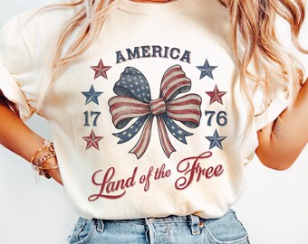 America Png, Land Of The Free Png 4th of July Sublimation PNG, Patriotic American Png, USA Flag Bow PNG Design 1776 Usa Png Digital Download