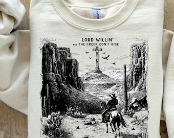 Lord Willin' Western Cross PNG, Christian Country Digital Art (PNG File)