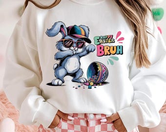 Checkered Happy Easter Bruh PNG, Retro Easter Clipart (Digital Download)