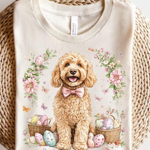 Ostern GoldenDoodle Coquette Bow, Frühling png, Ostern png, Hund Mama, Doodle Mama, Frühlingsblumendruck, Hundmama Ostern kokett, Hundeliebhaber Png