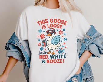 4.º ganso PNG, rojo blanco borracho PNG, este ganso está suelto SVG, 4 de julio PNG, camiseta patriótica