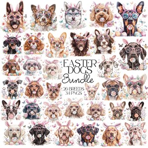 Easter Dog Coquette PNG, Watercolor Easter Dog Bunny ears, Dog Mom Coquette PNG, Easter Day Png, Happy Easter Png, Easter Bunny Dog Bundle