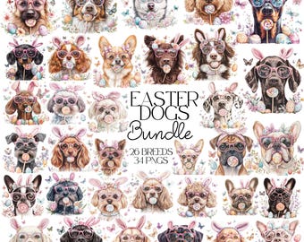 Easter Dog Coquette PNG, Watercolor Easter Dog Bunny ears, Dog Mom Coquette PNG, Easter Day Png, Happy Easter Png, Easter Bunny Dog Bundle
