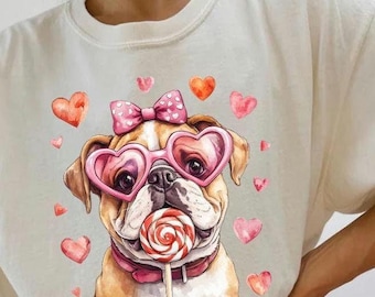 Valentinstag Bulldogge, Hund-T-Shirt Design (digitaler Download)