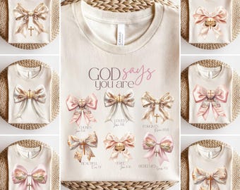 Coquette Christian Bow T-Shirt PNG Designs (Digital Download)