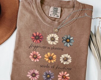 Floral Happiness Kindness PNG, Boho Flower Shirt Design (Digital Download)