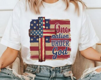 One Nation Under God PNG, American Flag Cross (Digital Download)