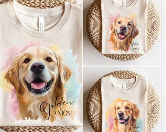 Cute Golden Retriever Clipart, Watercolor Dog Art (Digital Download)