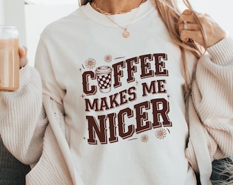 El café me hace más agradable PNG, diseño retro sarcástico (descarga digital)