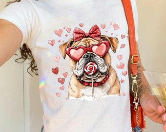 Valentinstag Bulldogge, Hund-T-Shirt Design (digitaler Download)
