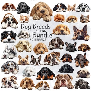 Watercolor Dog Breeds Clipart, 32 Dog Breeds Clipart Bundle, Dog Clipart PNG, Cute Dog Breed Illustration, Pets Clipart SVG Digital Download