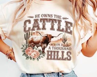 Western Cattle PNG, Christian Highland Cow Shirt Design (Digital Download)