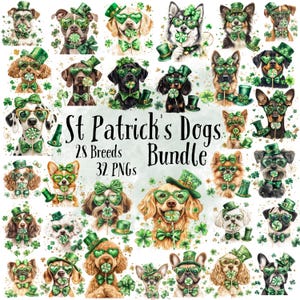 Lot de chien pour la Saint-Patrick, conception de sublimation de chien porte-bonheur, mignon Goldendoodle, clipart d'art de la Saint-Patrick. Lot chien de la Saint-Patrick, chien porte-bonheur