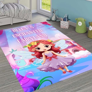 Personalized Baby Girl Name Rug, Fairyland Name Decor, Custom Baby Gift for Nursery, Girl Nursery Decor, Baby Shower Gift, Girls Room Decor