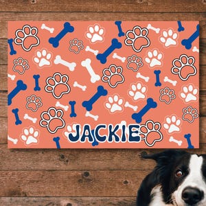Custom Dog Bone Feeding Mat - Personalized Pet Placemat for Dogs and Cats - Paw Print Food Mat - Dog Mama Gift